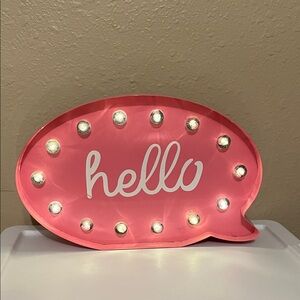 Pink Light-Up 'Hello' Sign